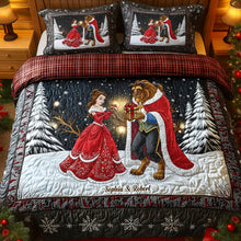Load image into Gallery viewer, Love in Winter: Personalized Romantic Couple Quilt Bedding Set Bedding Set PopCulturePrints
