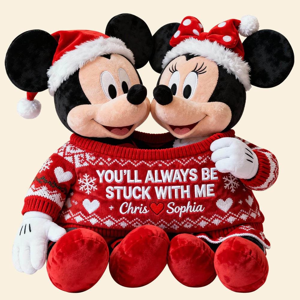 You'll Always Be Stuck With Me - Couple In Cute Sweater Pillow Pillow PopCulturePrints