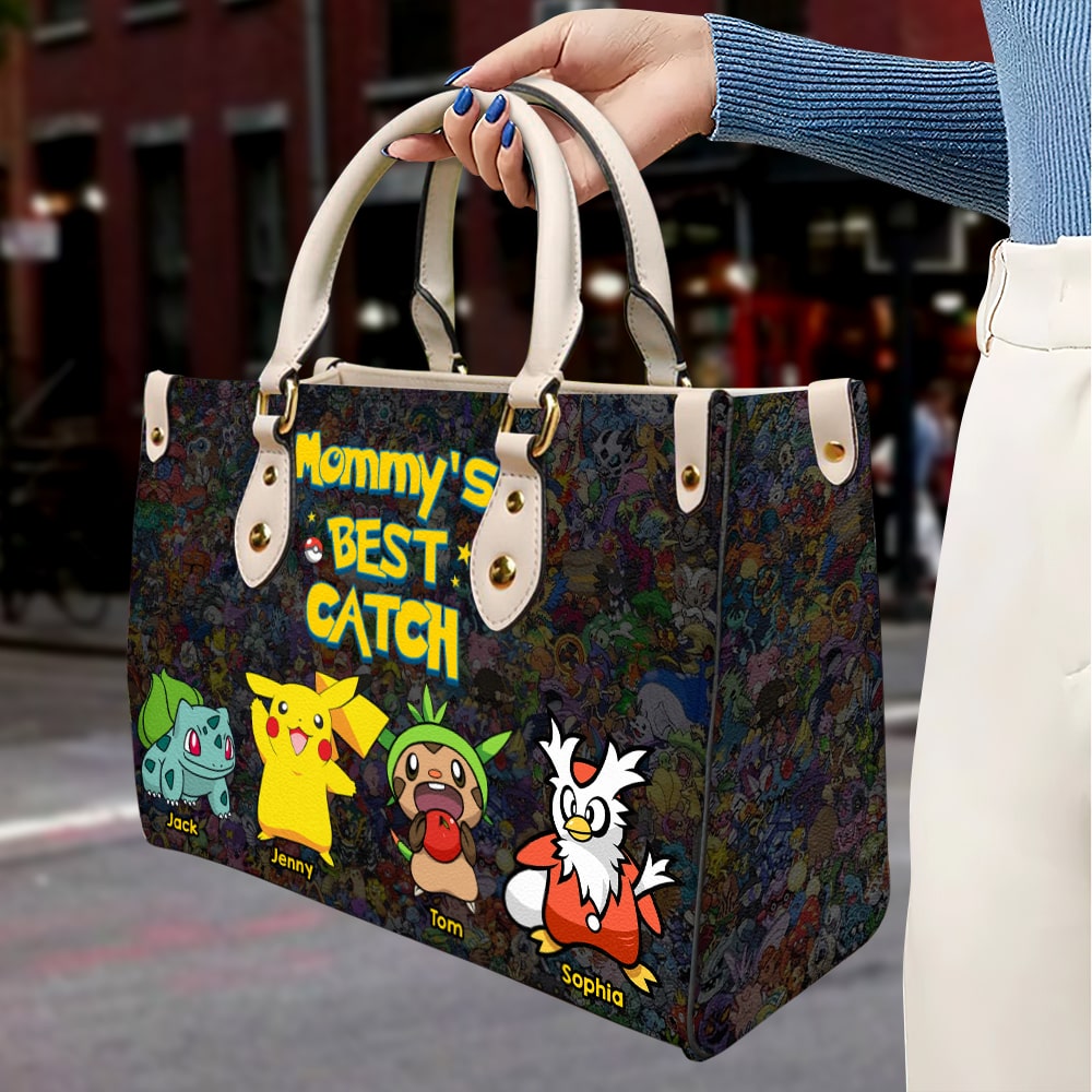 Customizable Mommy's Best Catch Handbag - Personalized Video Game Inspired Gift Leather Bag PopCulturePrints