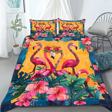 Load image into Gallery viewer, Personalized Flamingo Quilt Bed Set - Christmas Edition Blanket PopCulturePrints
