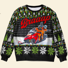 Load image into Gallery viewer, Custom Snowmobile Ugly Sweater - Personalized Winter Fun
