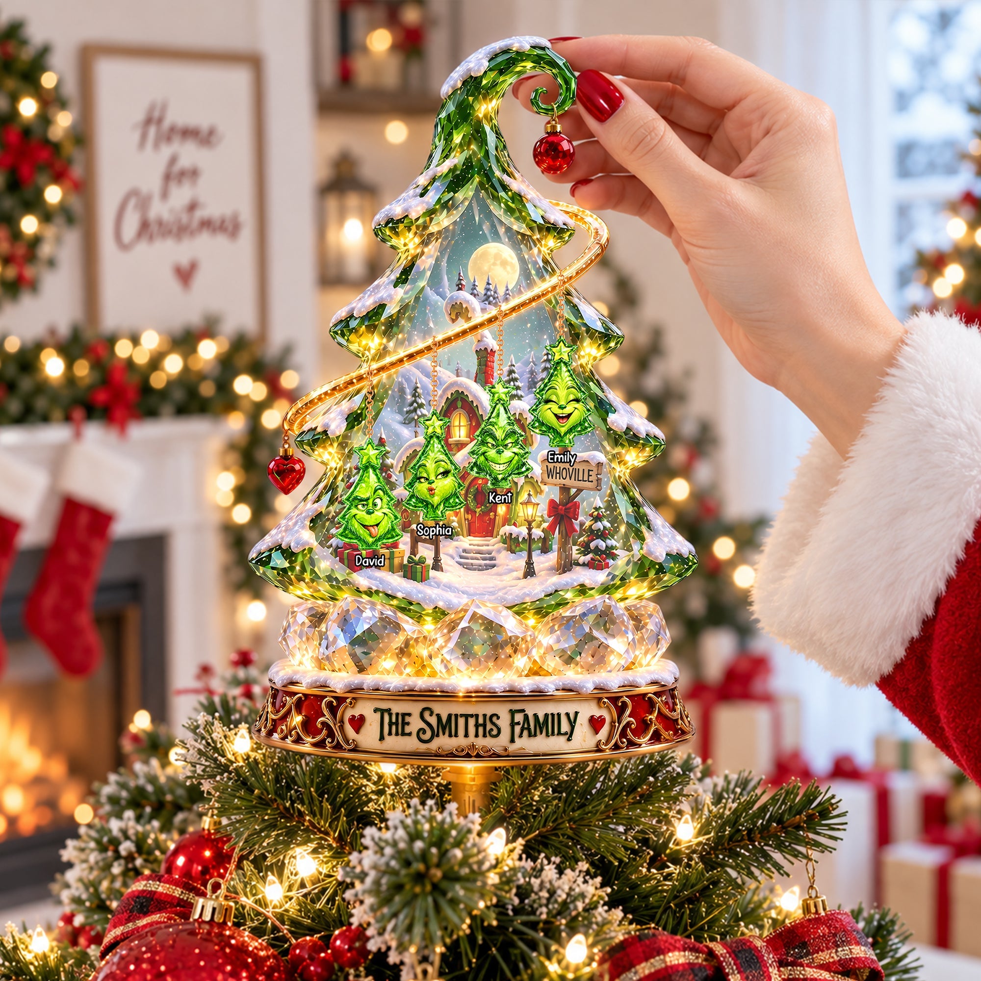 Whimsical Family Acrylic Christmas Tree Topper - Personalized Gifts For Family 03ohqn070926 Ornament PopCulturePrints