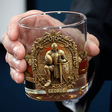 Load image into Gallery viewer, “Stand Tall and Drink Proud” - Personalized Kneeling Knight Sports Drinking Glass - Custom Gift for Christian Sports Fans Whiskey Glass PopCulturePrints

