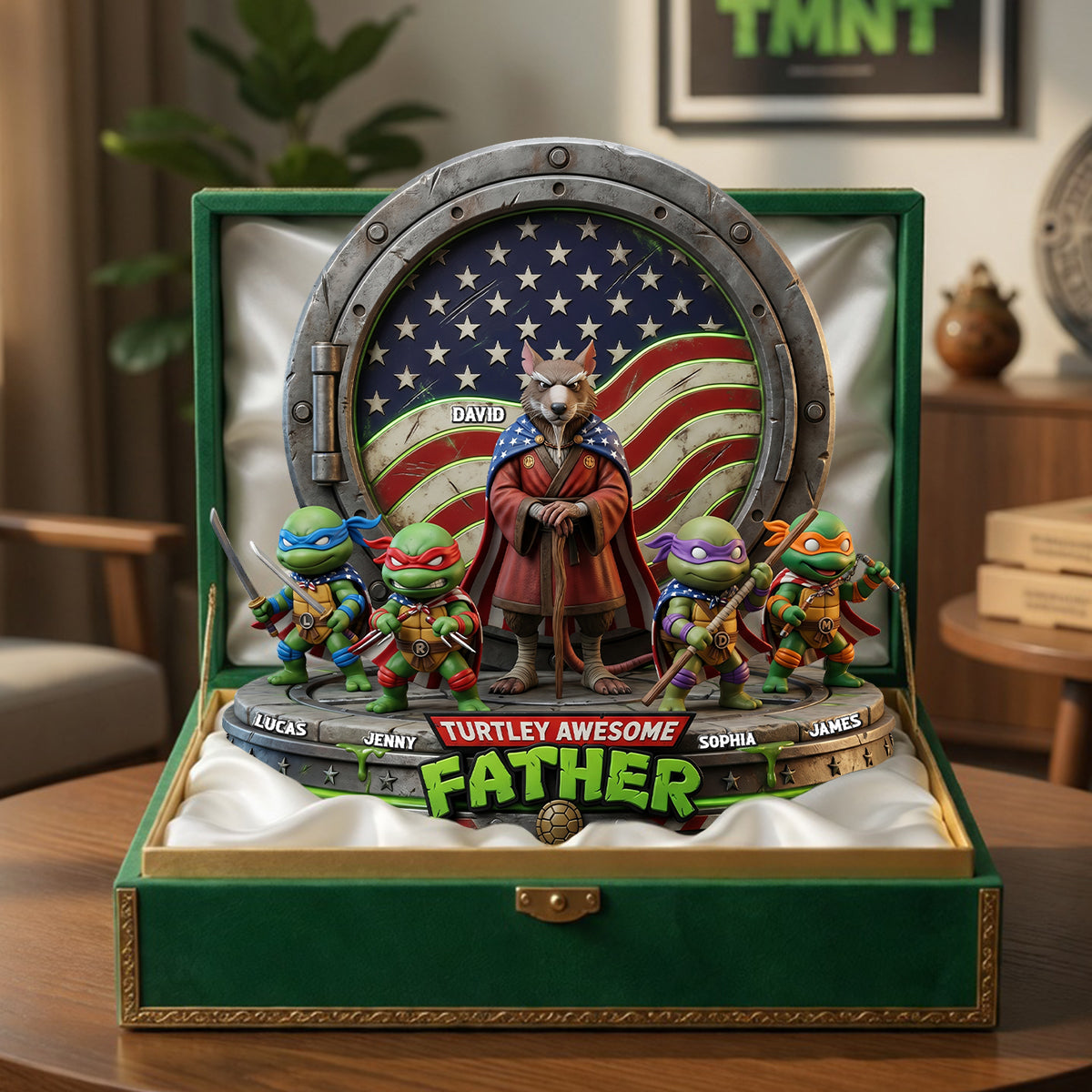 "Turtley Awesome Father – A Unique Tribute to Dads" - Personalized Acrylic Plaque - Gift for Dad, Grandpa & More Shaped Plaques PopCulturePrints