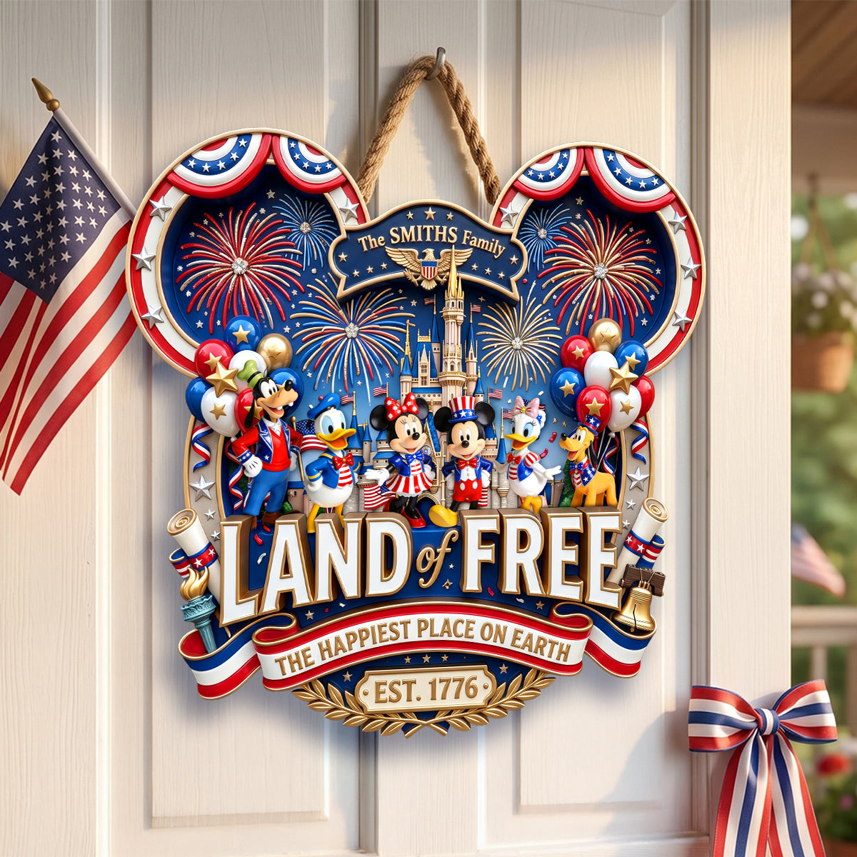“The Happiest Place on Earth” - Land Of Free Acrylic Sign - Personalized Gift for Families, Friends and Loved Ones Acrylic Sign PopCulturePrints