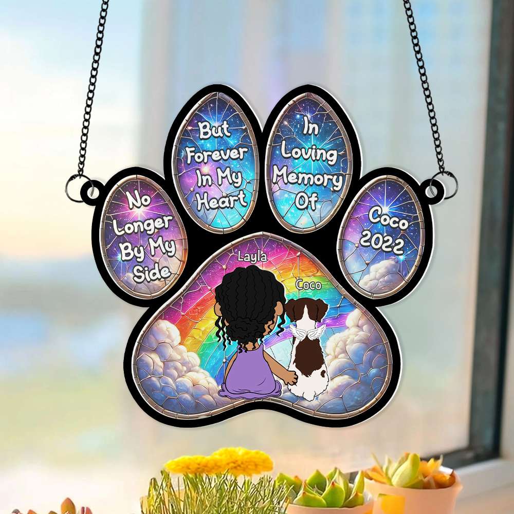 "Forever in My Heart, No Longer By My Side" - Personalized Dog Lover Suncatcher Ornament - Gift for Pet Owners and Animal Lovers Ornament PopCulturePrints