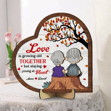 Load image into Gallery viewer, Personalized Couples Wooden Sign - Love is Growing Old Together Wood Sign PopCulturePrints
