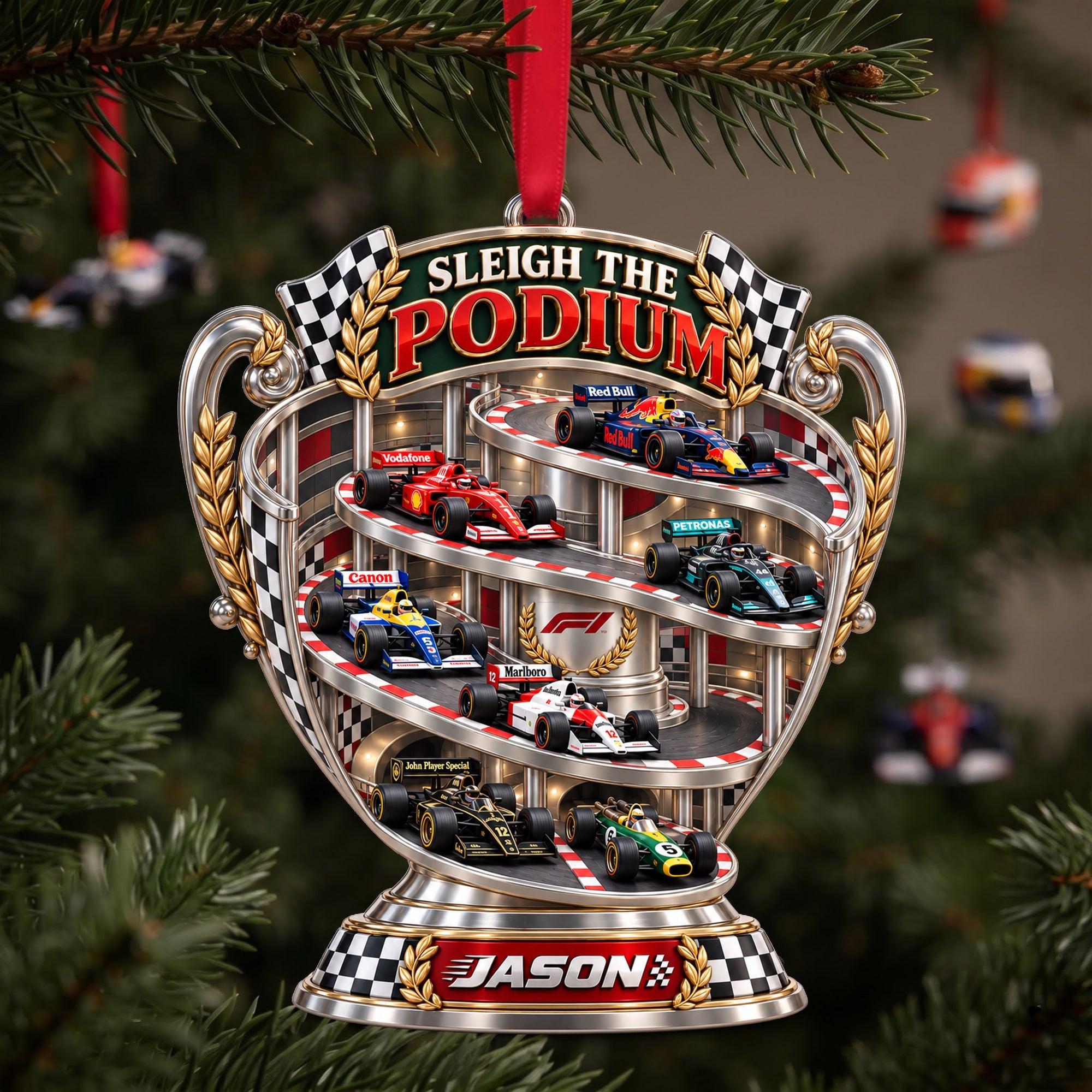 Sleigh The Podium Ornament - Personalized Christmas Gifts for Racing Fans