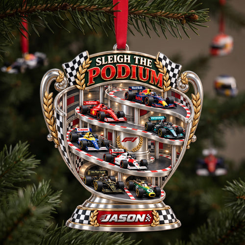 Sleigh The Podium Ornament - Personalized Christmas Gifts for Racing Fans Ornament PopCulturePrints