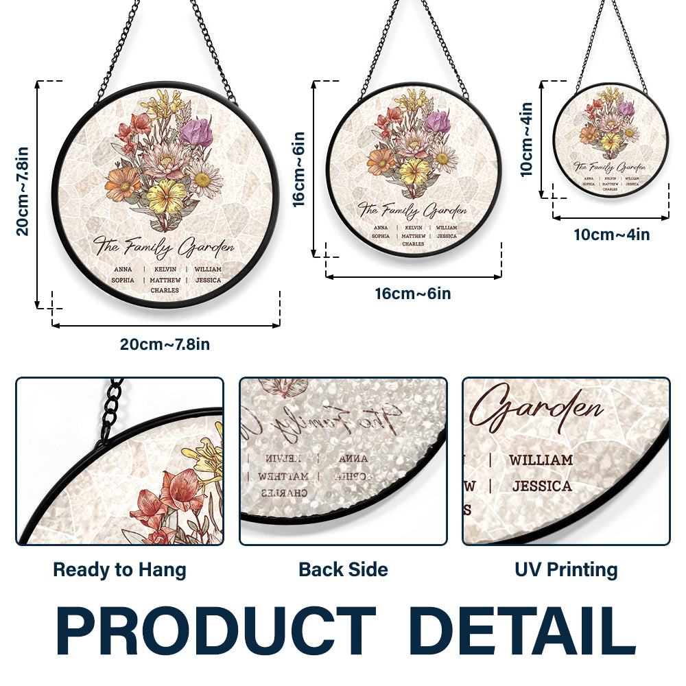 “Brighten Her Day with Grandma's Garden” - Personalized Stained Glass Window Hanging Suncatcher - Gift for Grandma, Mom, and Loved Ones Suncatcher Ornament PopCulturePrints