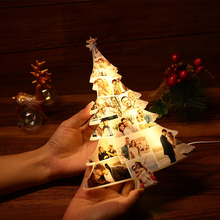 Load image into Gallery viewer, Personalized Christmas Tree Shaped Photo Light - Custom Family Gift
