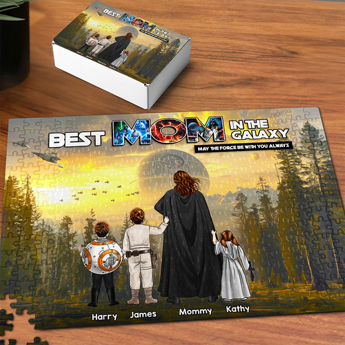 Best Mom in the Galaxy Jigsaw Puzzle - Personalized Gift for Mom and Grandma Jigsaw Puzzles PopCulturePrints