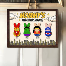 Load image into Gallery viewer, Personalized Superhero Bunny Wood Sign for Mom Wood Sign PopCulturePrints
