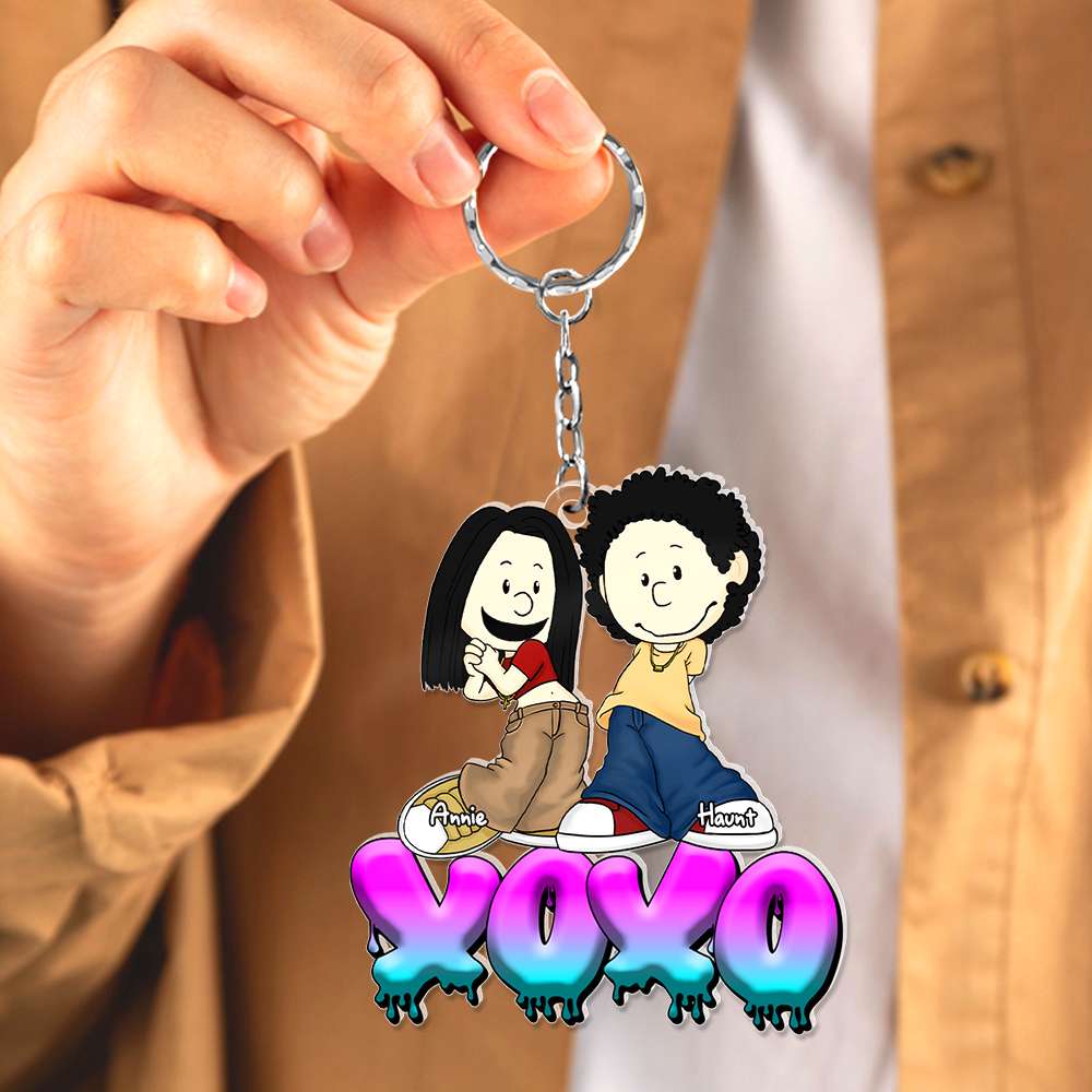 Y2K Style Cartoon Couple Keychain - Personalized Gifts for Couples Keychains PopCulturePrints