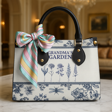 Load image into Gallery viewer, Grandma&#39;s Garden Leather Bag - A Personalized Treasure for Grandma Leather Bag PopCulturePrints
