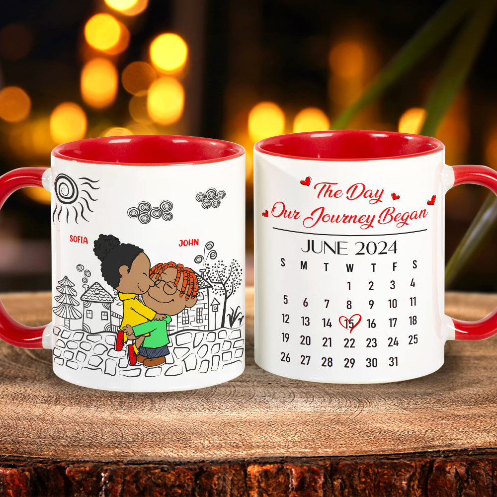 Personalized Cartoon Lover Accent Mug - Our Journey Together Coffee Mug PopCulturePrints