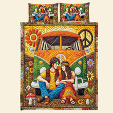 Load image into Gallery viewer, Personalized Hippie Couple Quilt Bedding Set - Unique Gift for Music Lovers Blanket PopCulturePrints
