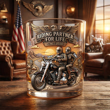 Load image into Gallery viewer, Riding Partner For Life Drinking Glass - Personalized Gifts For Couples 01tydh180626 Glass PopCulturePrints

