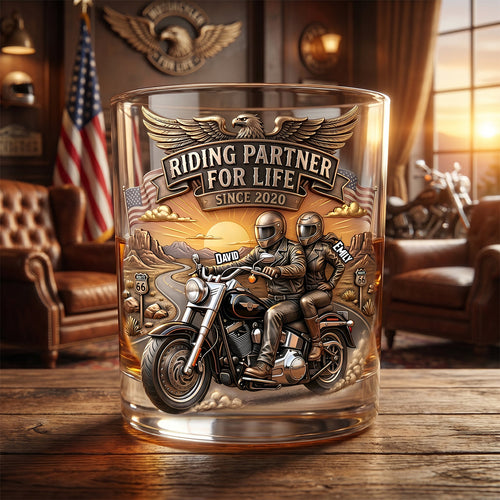 Riding Partner For Life - Custom Drinking Glass Gift for Couples Glass PopCulturePrints
