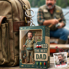 Load image into Gallery viewer, "Hooked The Best Dad!" - Personalized Keychain for Fishing Lovers - Perfect Gift for Dad, Grandpa, and Father’s Day Keychains PopCulturePrints
