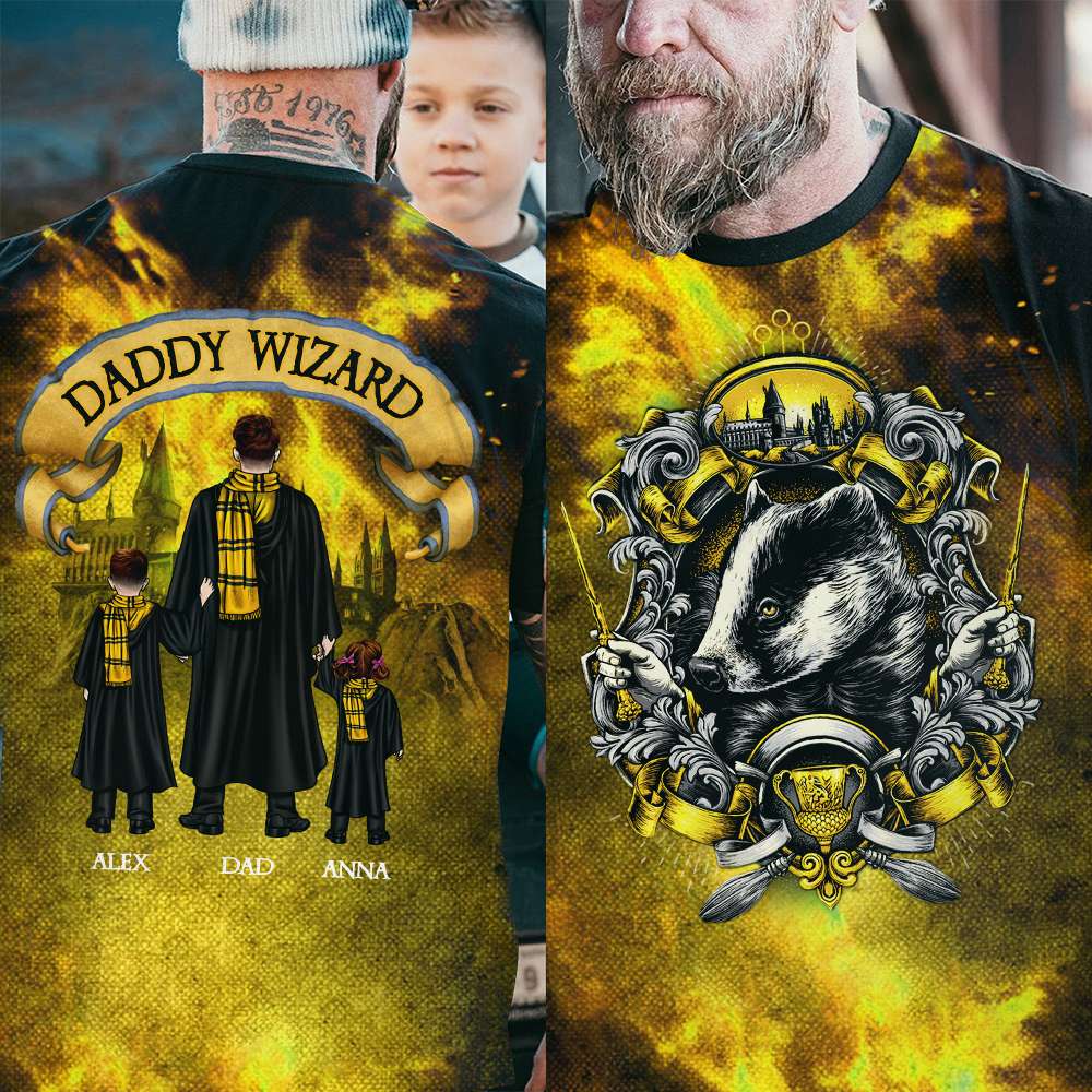 Personalized Daddy Wizard Family T-Shirt