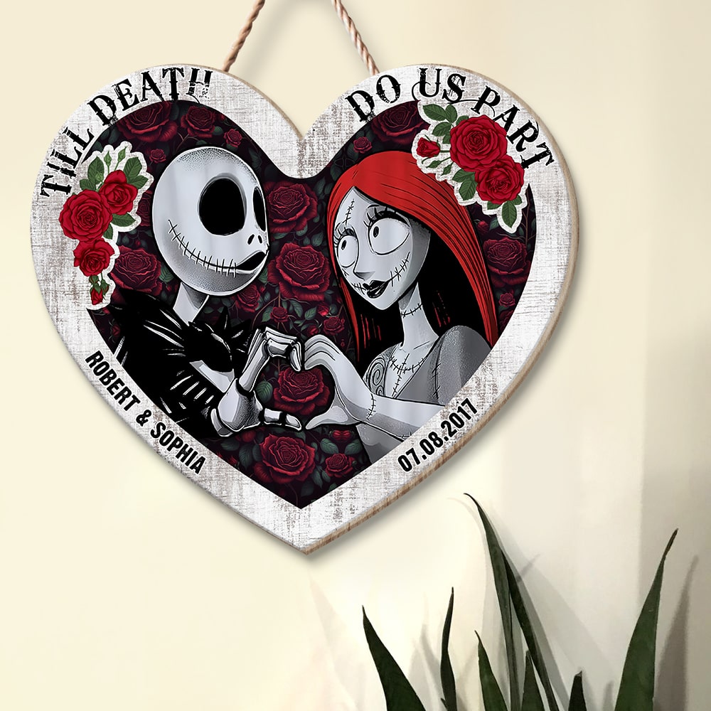Personalized 'Till Death Do Us Part' Heart-Shaped Wood Sign - Unique Couple's Gift Wood Sign PopCulturePrints