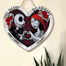 Load image into Gallery viewer, Personalized 'Till Death Do Us Part' Heart-Shaped Wood Sign - Unique Couple's Gift Wood Sign PopCulturePrints
