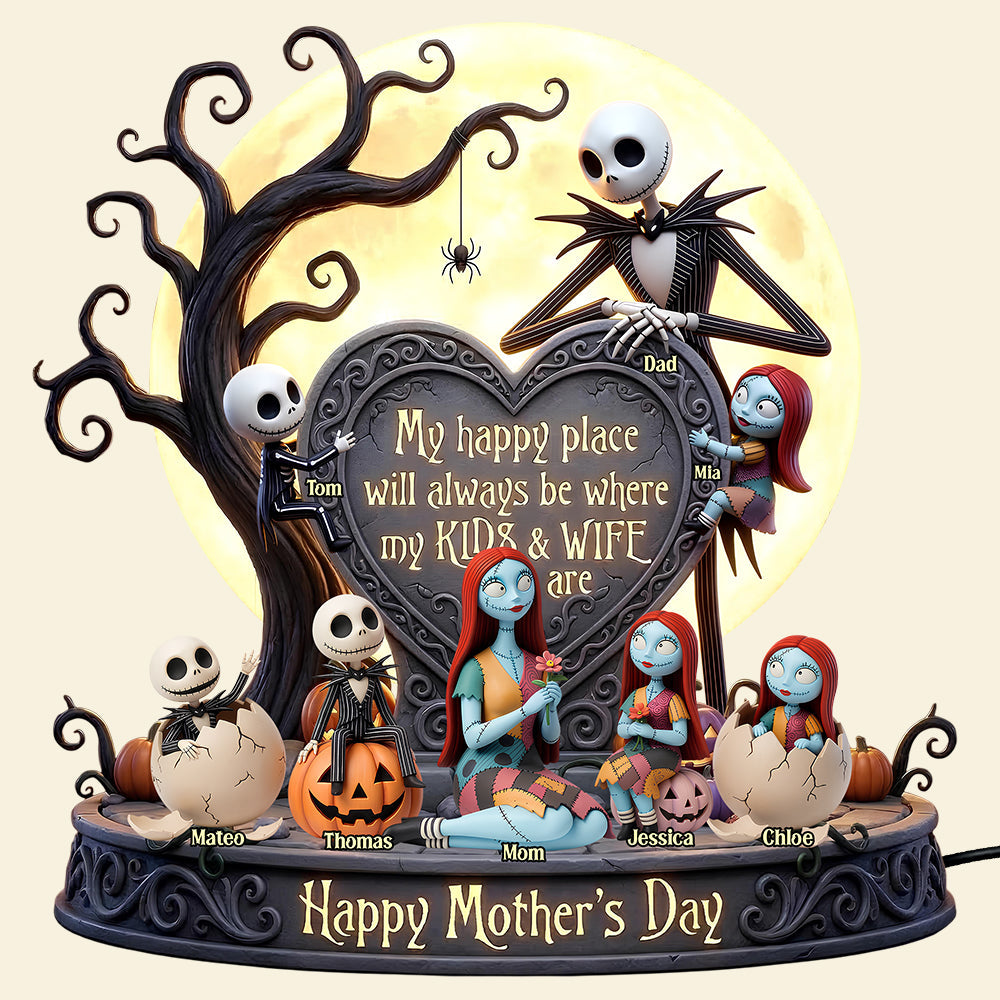 "My happy place will always be where my kids & wife are" - Best Mom Ever Acrylic Light Box - Personalized Gifts for Mother’s Day Light Box PopCulturePrints