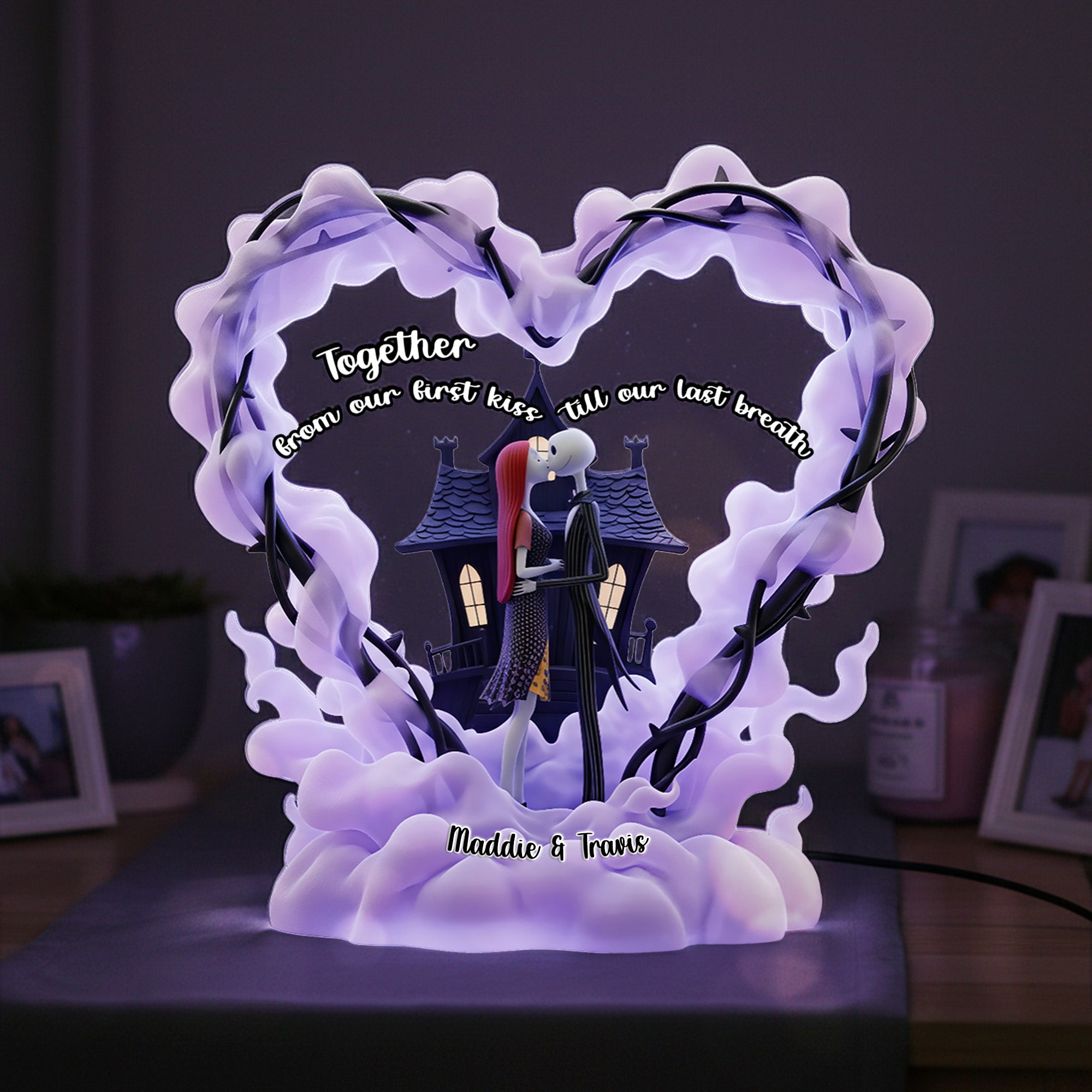 Together: From Our First Kiss Till Our Last Breath - Personalized Acrylic Light Box for Couples Light Box PopCulturePrints