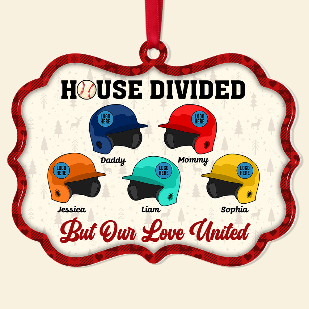 Personalized Baseball Family Christmas Ornament - House Divided, Love United Ornament PopCulturePrints