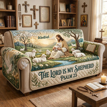 Load image into Gallery viewer, The Lord Is My Shepherd - Personalized Quilted Sofa Cover for Christians Sofa Cover PopCulturePrints
