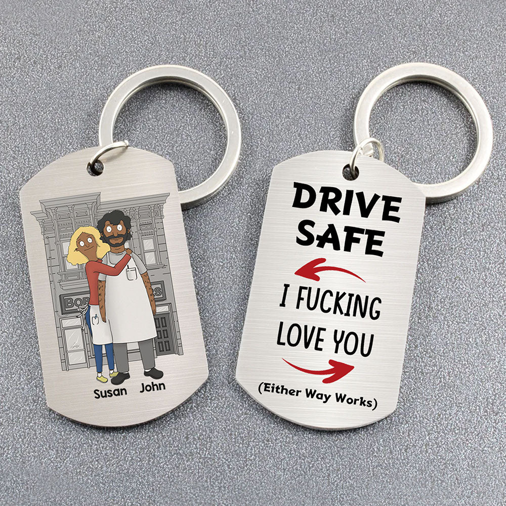 Unique Personalized Couple Keychain - Drive Safe Love Gift for Valentine's Day Gifts Keychains PopCulturePrints