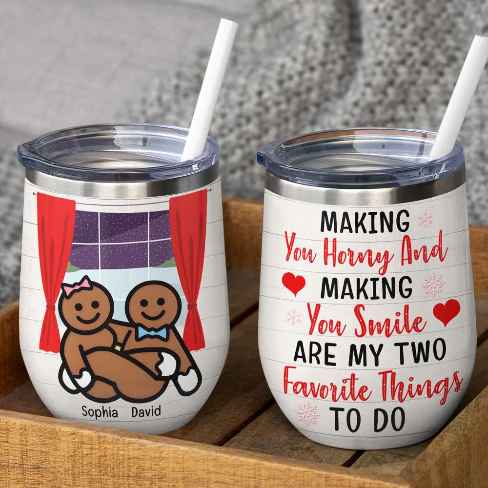 Naughty and Nice Personalized Wine Tumbler - Fun Valentine's Day and Christmas Gift for Couples Wine Tumbler PopCulturePrints