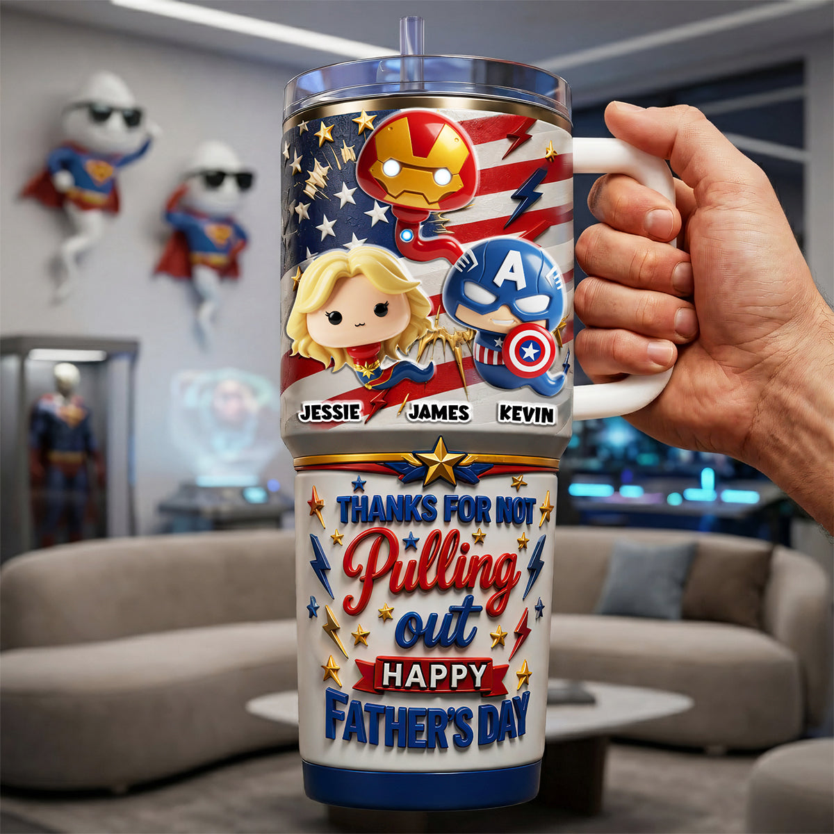 “Thanks For Not Pulling Out” – Funny Hero Sperm Tumbler – Personalized Gift for Dad, Grandpa, or any Dad figure Tumbler Cup PopCulturePrints