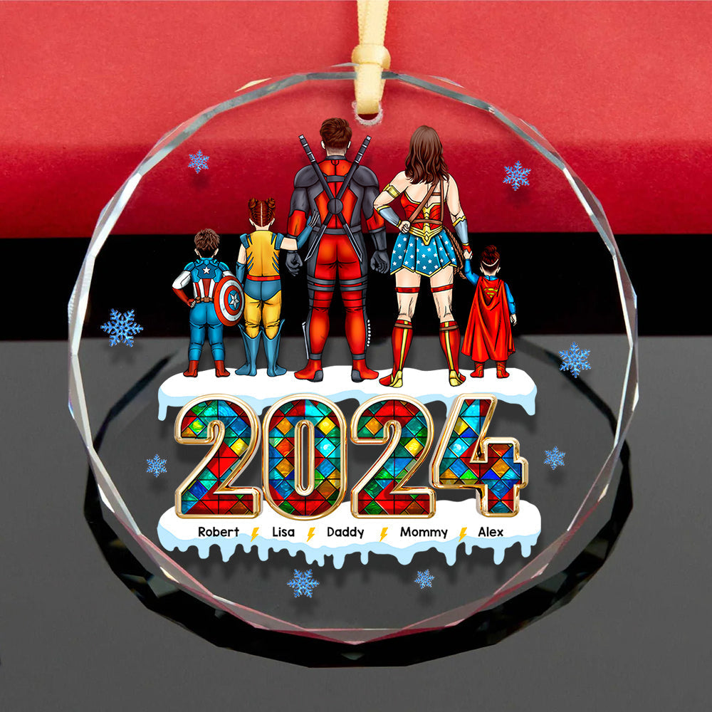 Personalized Superhero Family Christmas Ornament - 2024 Edition