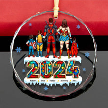 Load image into Gallery viewer, Personalized Superhero Family Christmas Ornament - 2024 Edition
