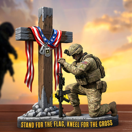 Stand for the Flag, Kneel for the Cross - Custom Veteran Plaque Shaped Plaques PopCulturePrints