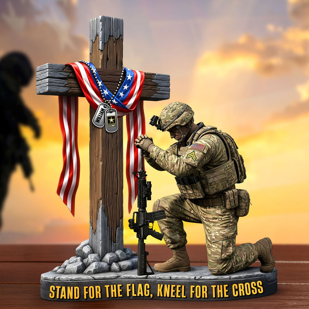Stand for the Flag, Kneel for the Cross - Custom Veteran Plaque Shaped Plaques PopCulturePrints