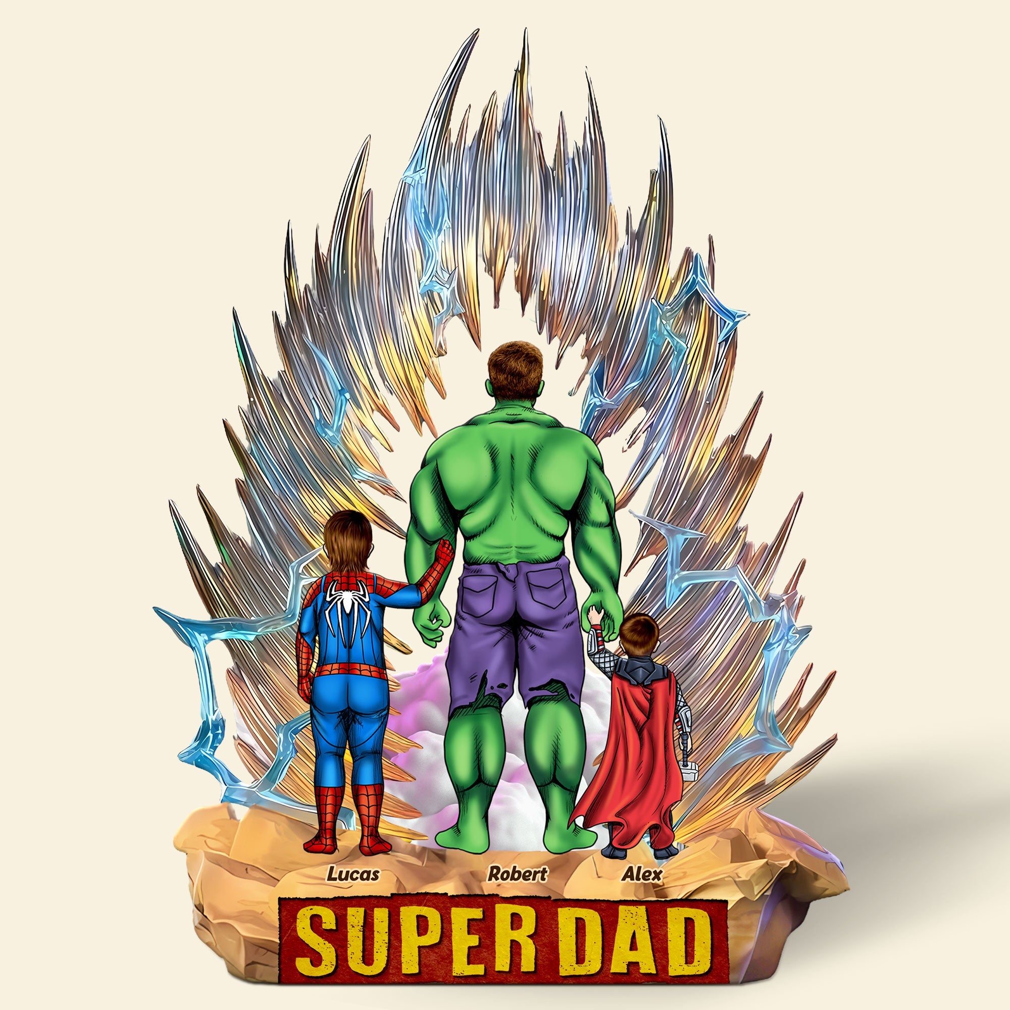 “Super Dad, Your Hero” - Personalized Superhero Plaque - Custom Gift for Dads, Fathers, and Father Figures Shaped Plaques PopCulturePrints