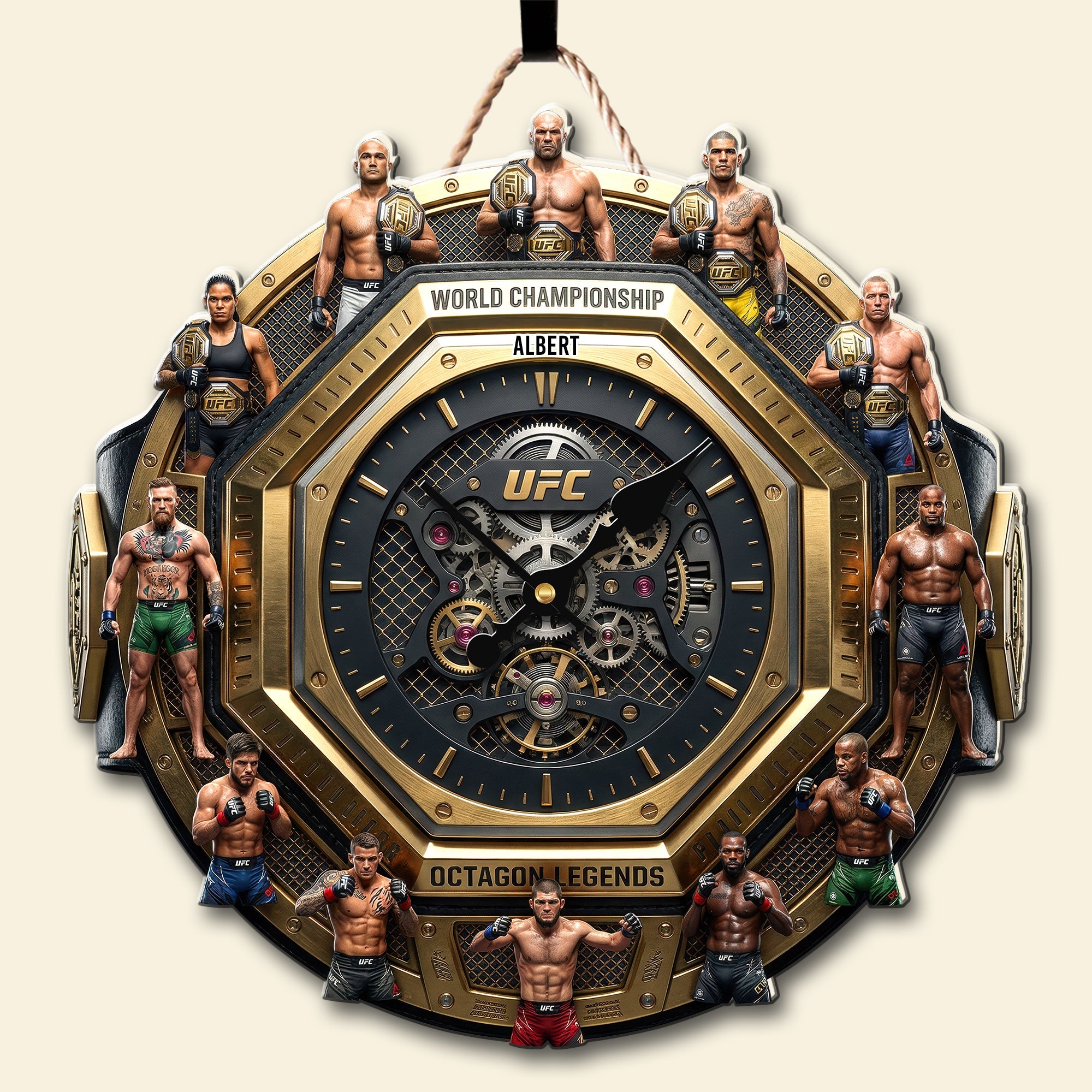 Time of Legends: Customizable UFC Hanging Wall Clock - Unique Gift for Sports Fans Hanging Wall Clock PopCulturePrints