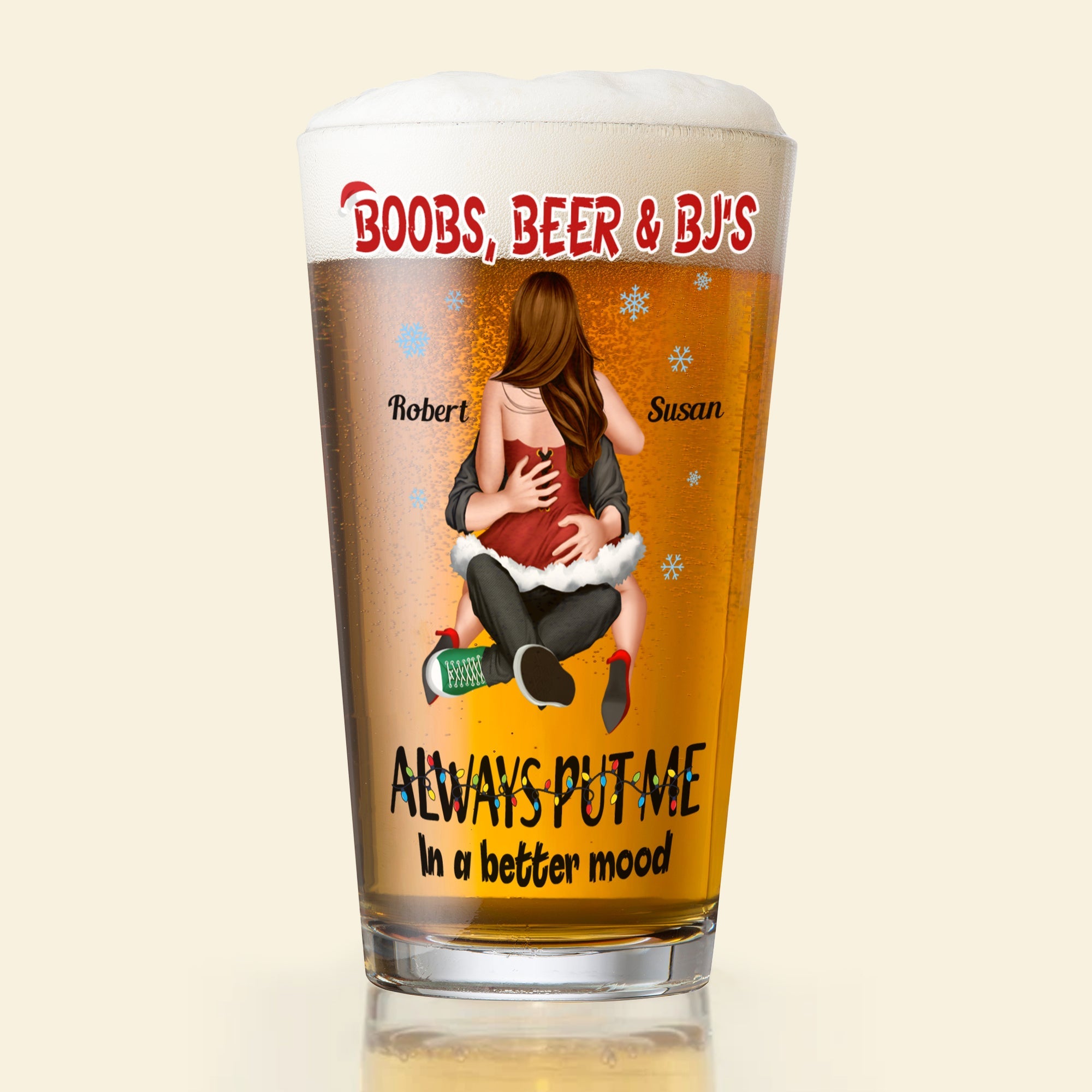 Personalized Naughty Couple Beer Glass - Fun Custom Gift for Couples Beer Glasses PopCulturePrints