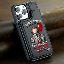 Load image into Gallery viewer, “Don’t Touch My Phone, William” - Customizable Scary Movie Characters Leather Wallet Case - Perfect Gift for Horror Movie Fans Phone Case PopCulturePrints
