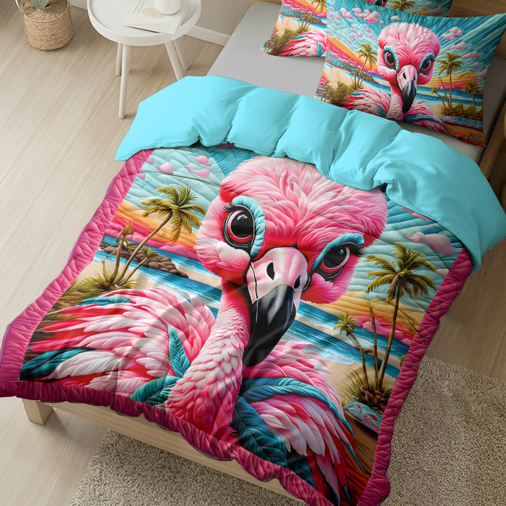 Flamingo Lovers Quilt Bedding Set - Colorful and Fun Décor Blanket PopCulturePrints