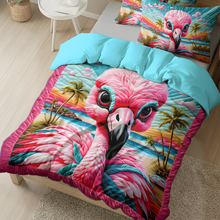 Load image into Gallery viewer, Flamingo Lovers Quilt Bedding Set - Colorful and Fun Décor Blanket PopCulturePrints
