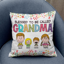 Load image into Gallery viewer, Personalized Cartoon Grandkids Pillow - Blessed To Be Called Grandma
