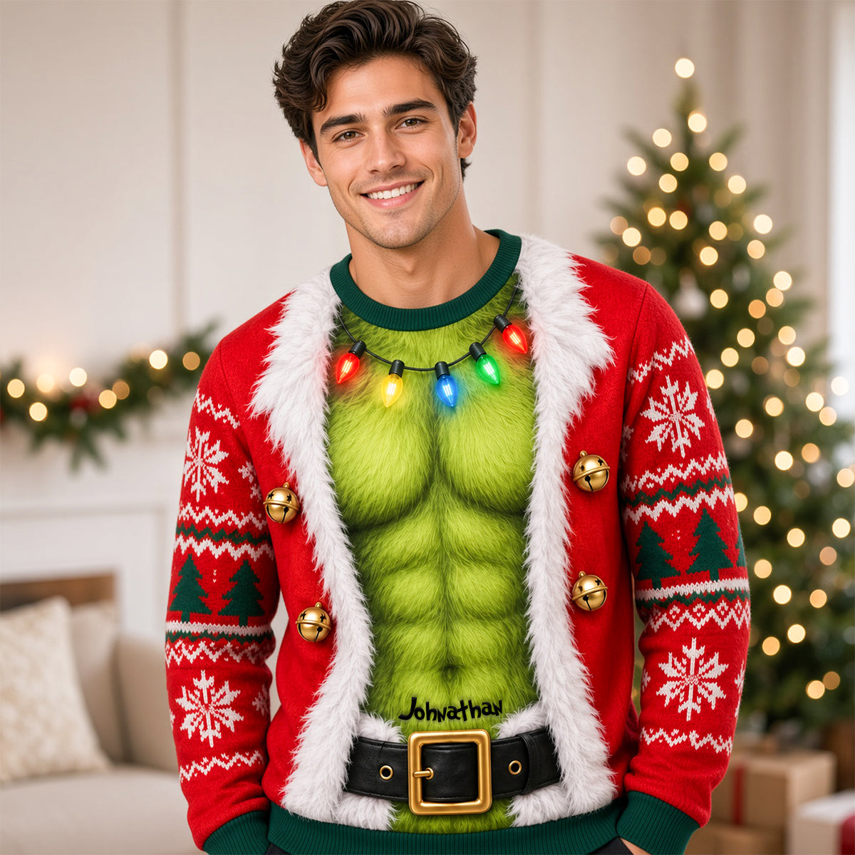 “Naughty or Nice?” Funny Couple Christmas Shirt - Personalized Gift For Couples AOP Products PopCulturePrints