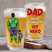 Load image into Gallery viewer, Personalized Superhero Beer Glass for Dad - Father&#39;s Day Gift Beer Glasses PopCulturePrints
