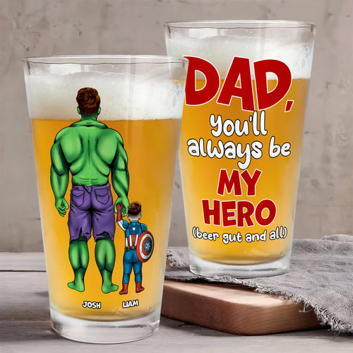 Personalized Superhero Beer Glass for Dad - Father's Day Gift Beer Glasses PopCulturePrints