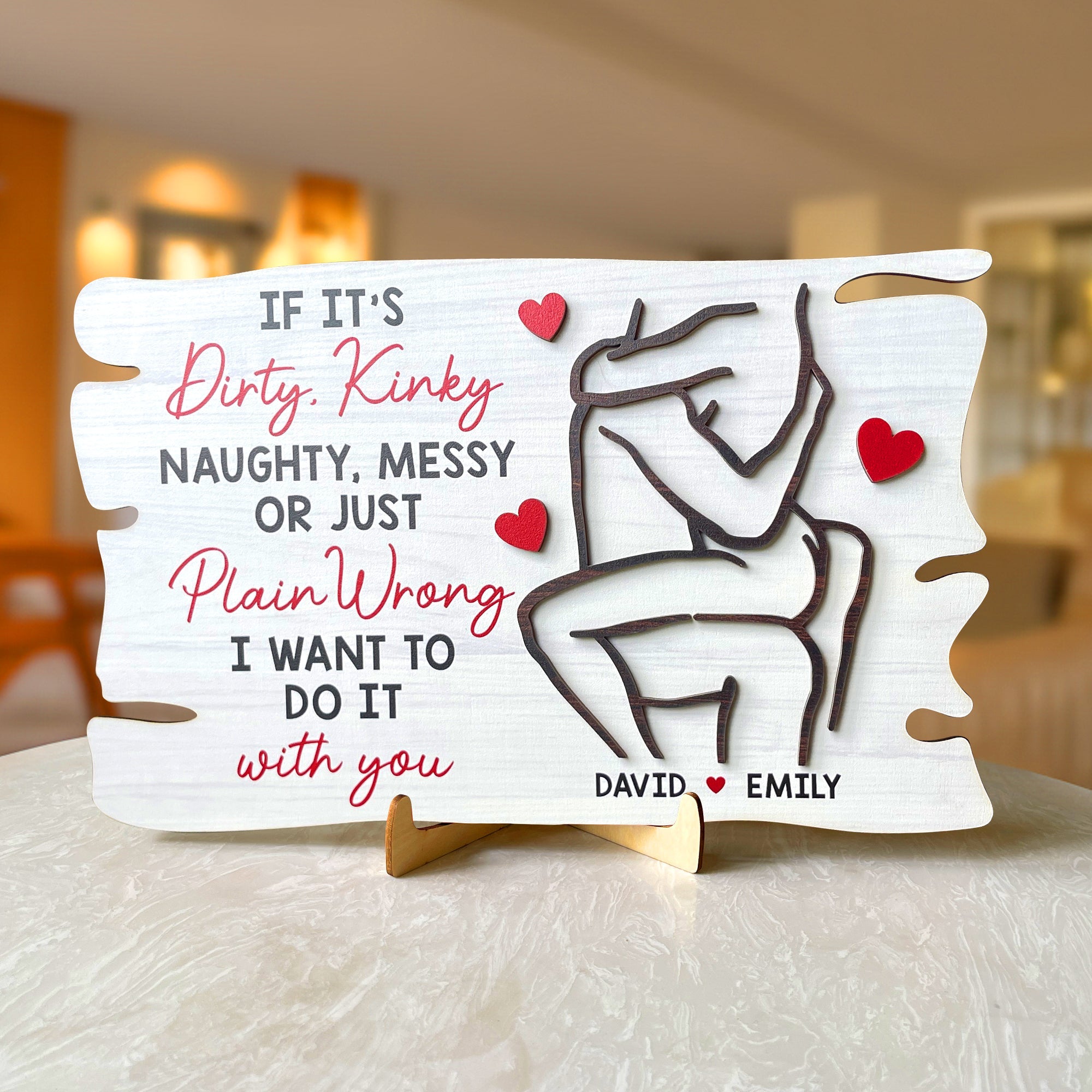 Personalized Couple Wood Sign - 'I Want To Do It With You' Wood Sign PopCulturePrints