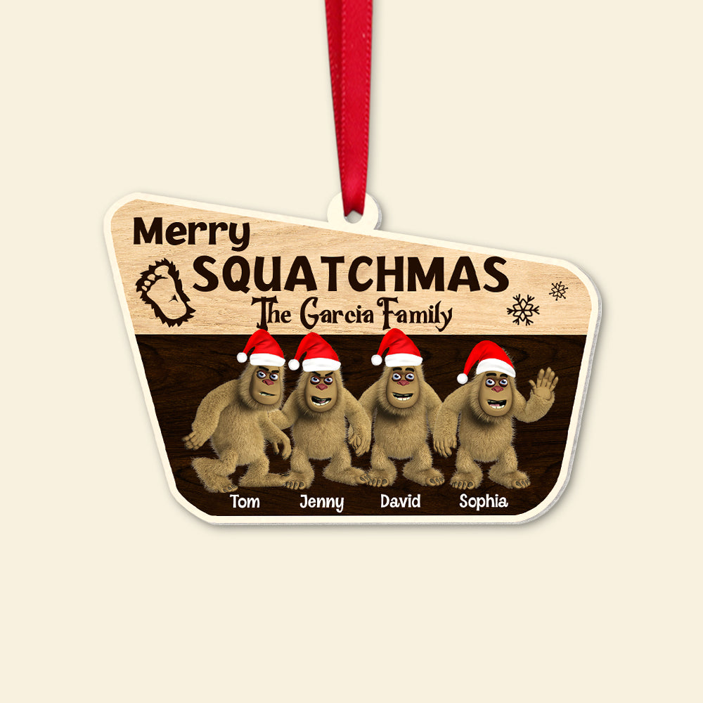 Personalized Merry Squatchmas Christmas Ornament for Family